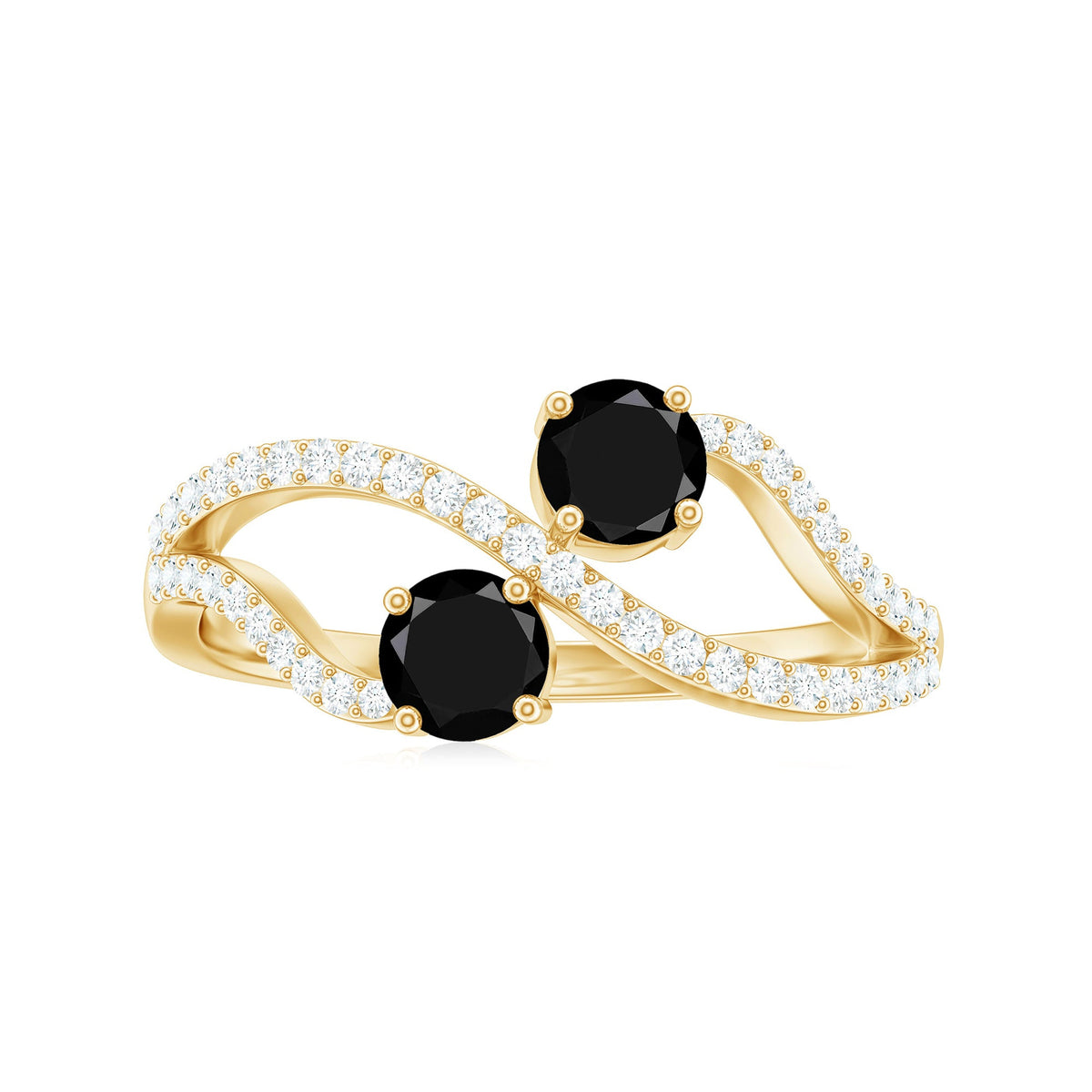 Natural black spinel promise ring with diamond accents, featuring a sleek gold band from Rosec Jewels' rings collection.