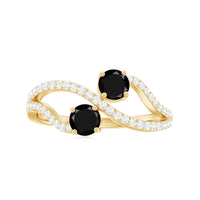 Natural black spinel promise ring with diamond accents, featuring a sleek gold band from Rosec Jewels' rings collection.