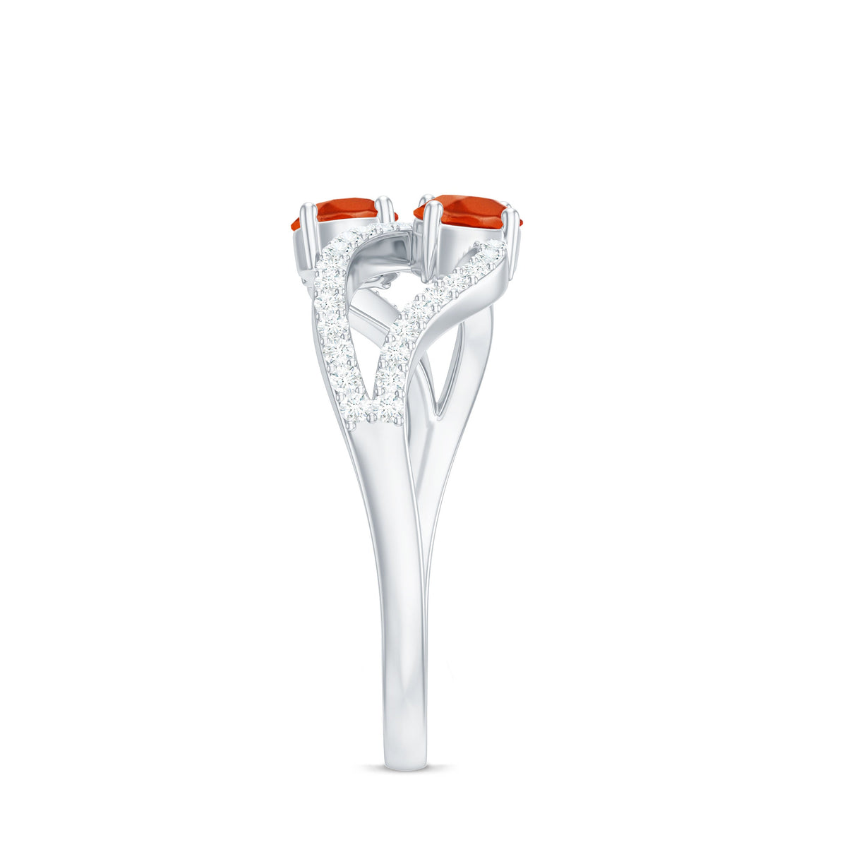Minimal fire opal and diamond engagement ring with 3/4 carat total weight, set in a delicate ring from Rosec Jewels.