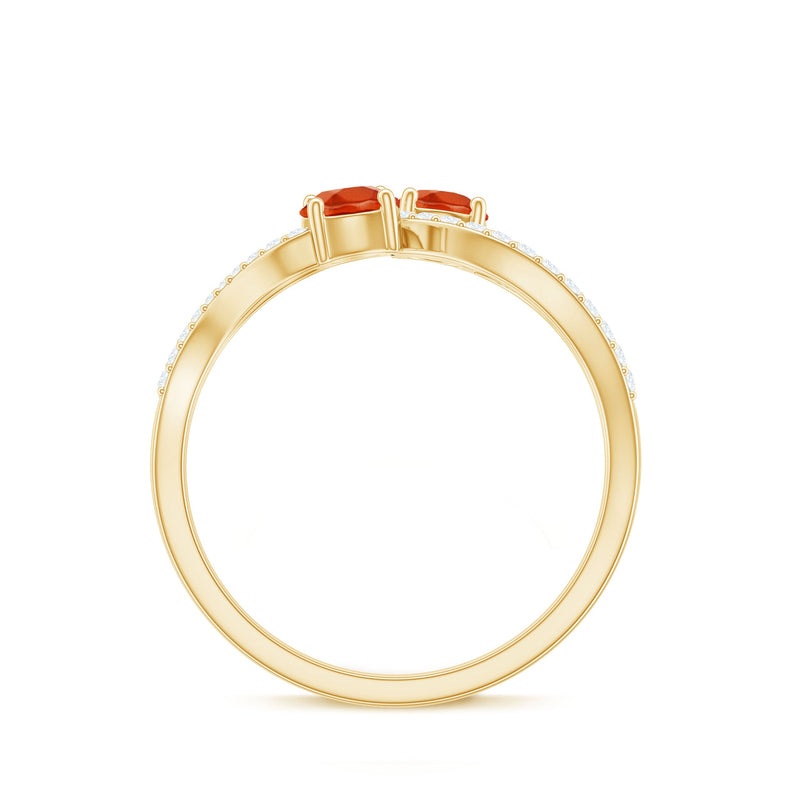 Minimal fire opal and diamond engagement ring by Rosec Jewels featuring 3/4 carat stone set in a sleek ring band.