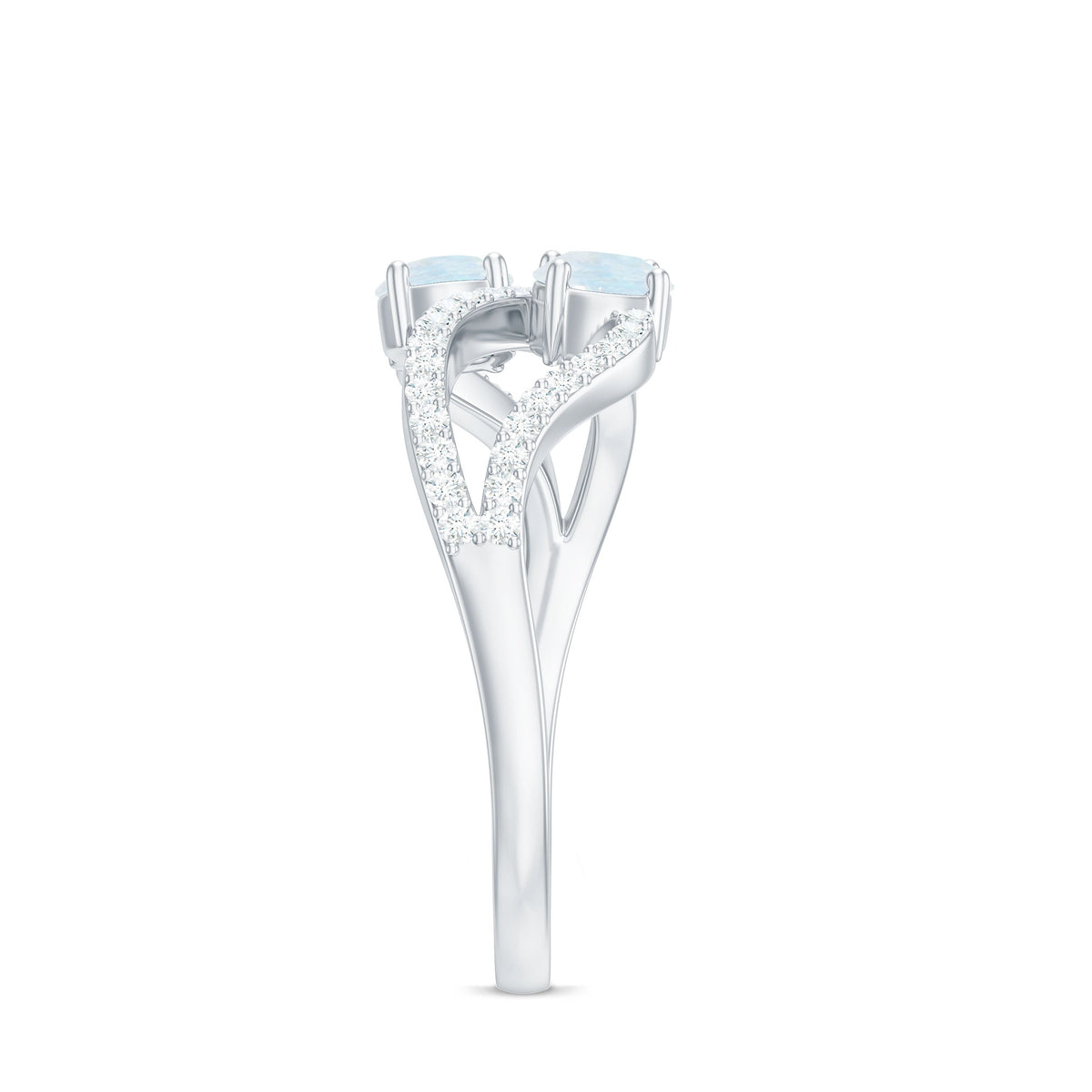 Minimal moonstone and diamond engagement ring by Rosec Jewels featuring a sleek, elegant design with a central moonstone and diamond accents.