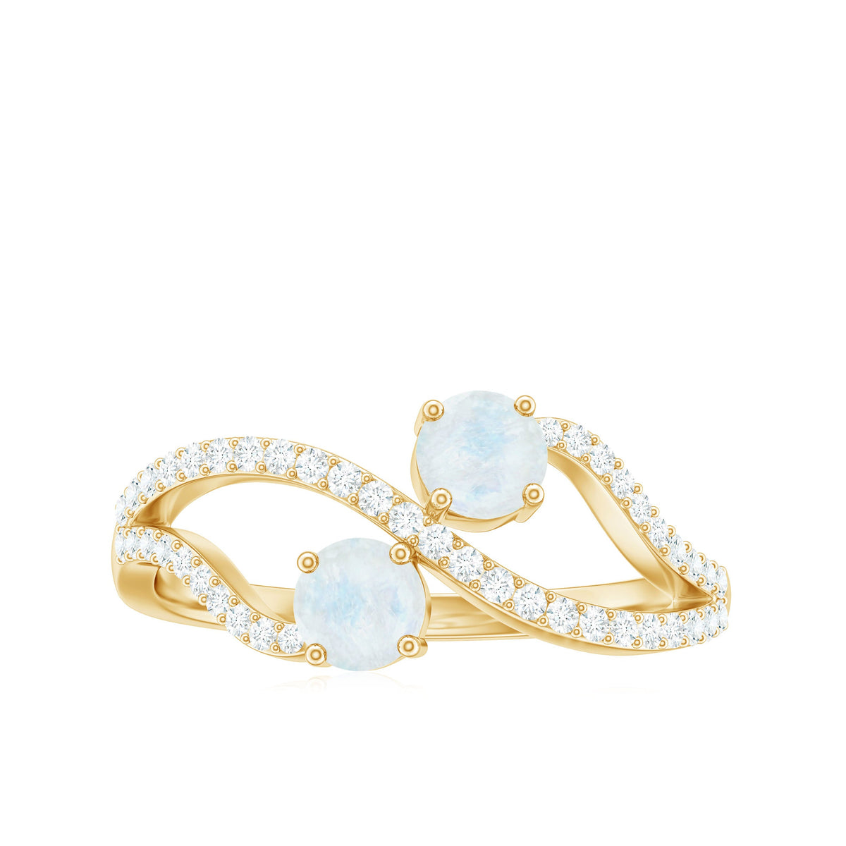 Minimal moonstone and diamond engagement ring by Rosec Jewels, showcasing a sleek silver band with a moonstone and diamond accents.