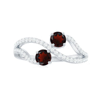 Natural Garnet 2-stone engagement ring with diamonds from Rosec Jewels, showcasing the elegant design and vibrant gemstones.