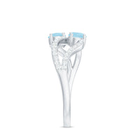 Rosec Jewels aquamarine and diamond infinity promise ring for women, featuring two stones and intricate design.
