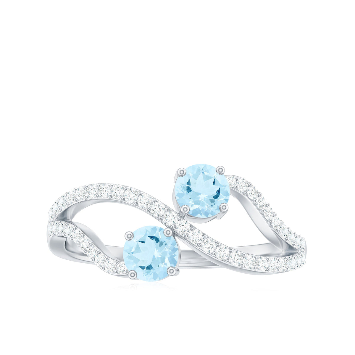 Aquamarine and diamond infinity promise ring for women by Rosec Jewels featuring two stones and elegant design.
