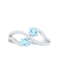 Aquamarine and diamond infinity promise ring for women by Rosec Jewels featuring two stones and elegant design.