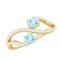 Rosec Jewels infinity promise ring for women featuring aquamarine stones and diamonds, showcasing elegant craftsmanship and sparkling details.