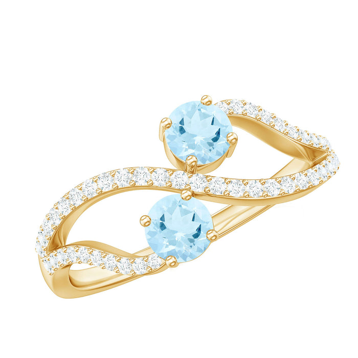 Rosec Jewels infinity promise ring for women featuring aquamarine stones and diamonds, showcasing elegant craftsmanship and sparkling details.