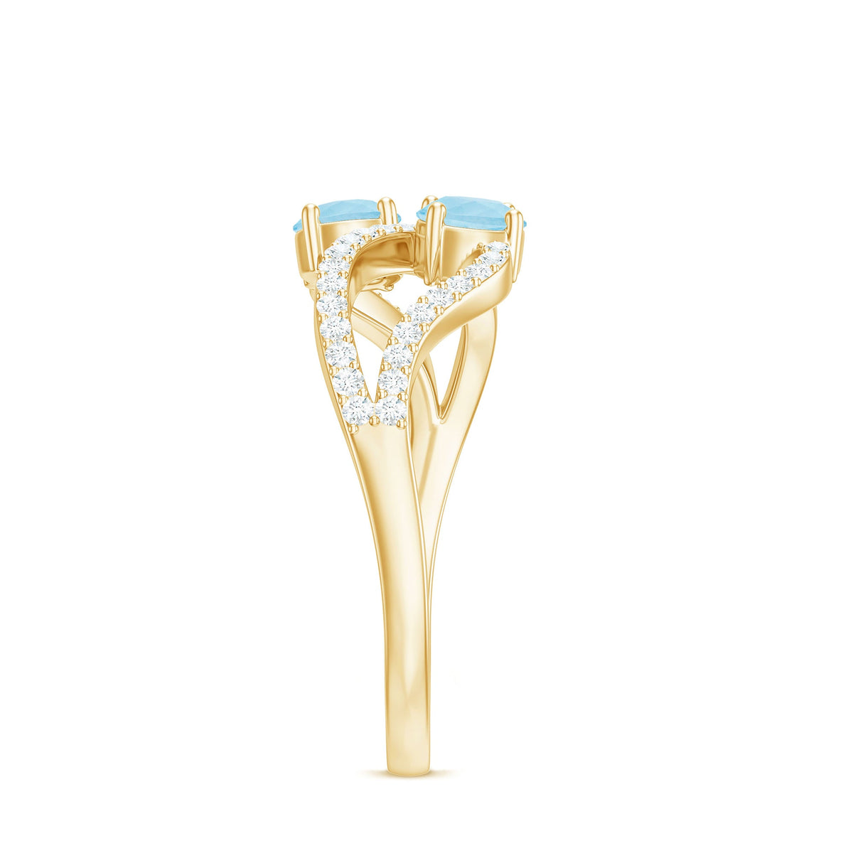 Elegant infinity promise ring for women featuring aquamarine stones and diamonds, crafted by Rosec Jewels.