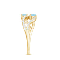 Elegant infinity promise ring for women featuring aquamarine stones and diamonds, crafted by Rosec Jewels.