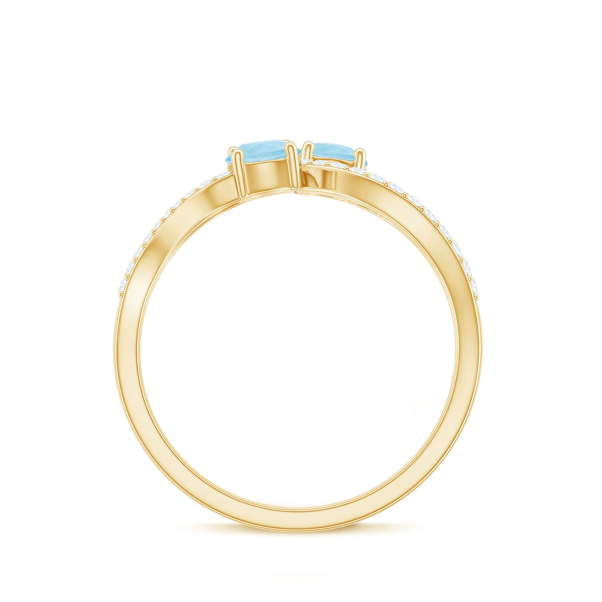 Rosec Jewels 2 stone aquamarine and diamond infinity promise ring for women, featuring sparkling gemstones and elegant design.