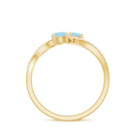 Rosec Jewels 2 stone aquamarine and diamond infinity promise ring for women, featuring sparkling gemstones and elegant design.