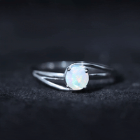 Natural Ethiopian Opal Solitaire Ring with Bypass Shank