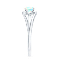Natural Ethiopian Opal Solitaire Ring with Bypass Shank