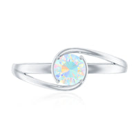 Natural Ethiopian Opal Solitaire Ring with Bypass Shank