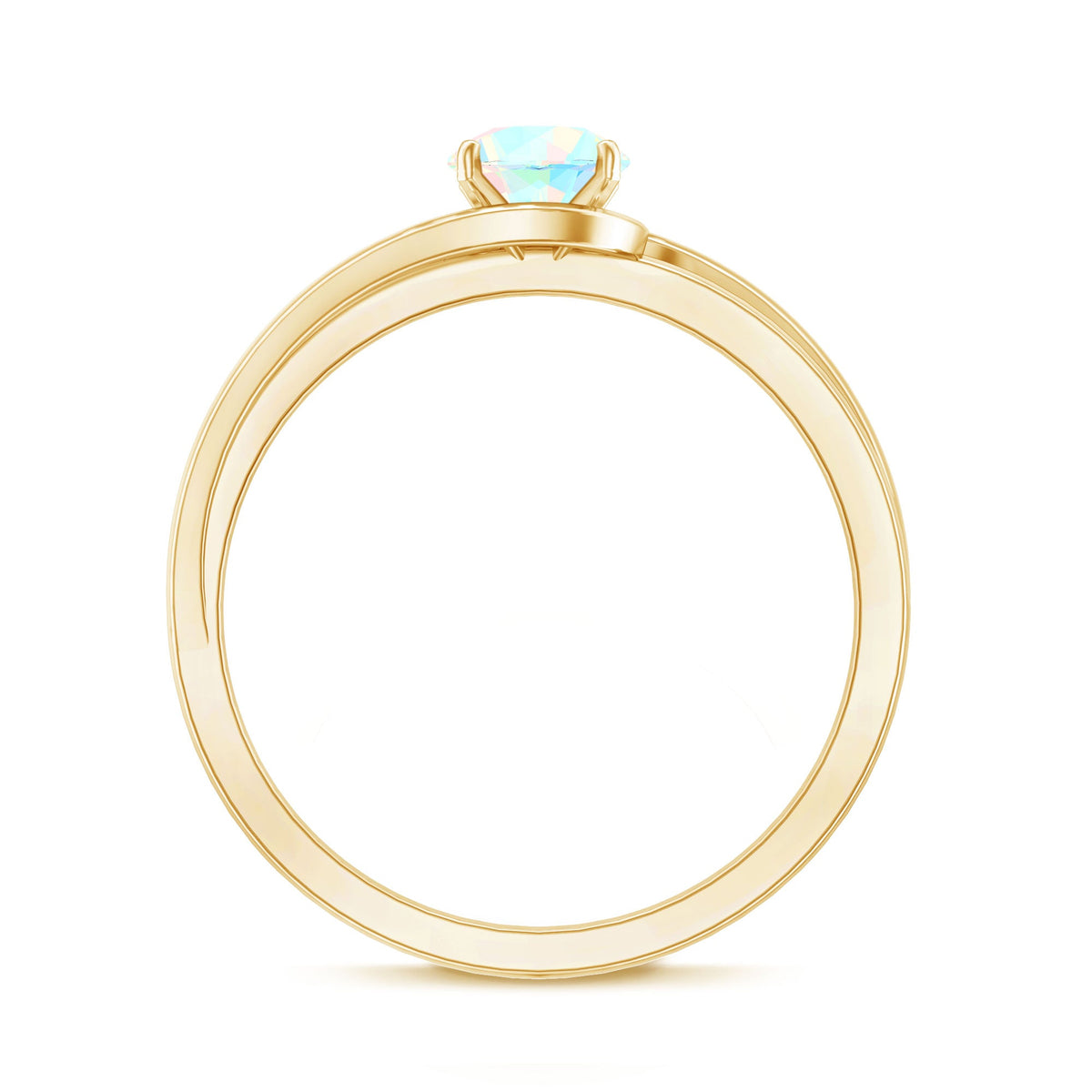 Natural Ethiopian Opal Solitaire Ring with Bypass Shank