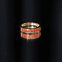 Princess Cut Lab Grown Orange Sapphire Half Eternity Band in Channel Set