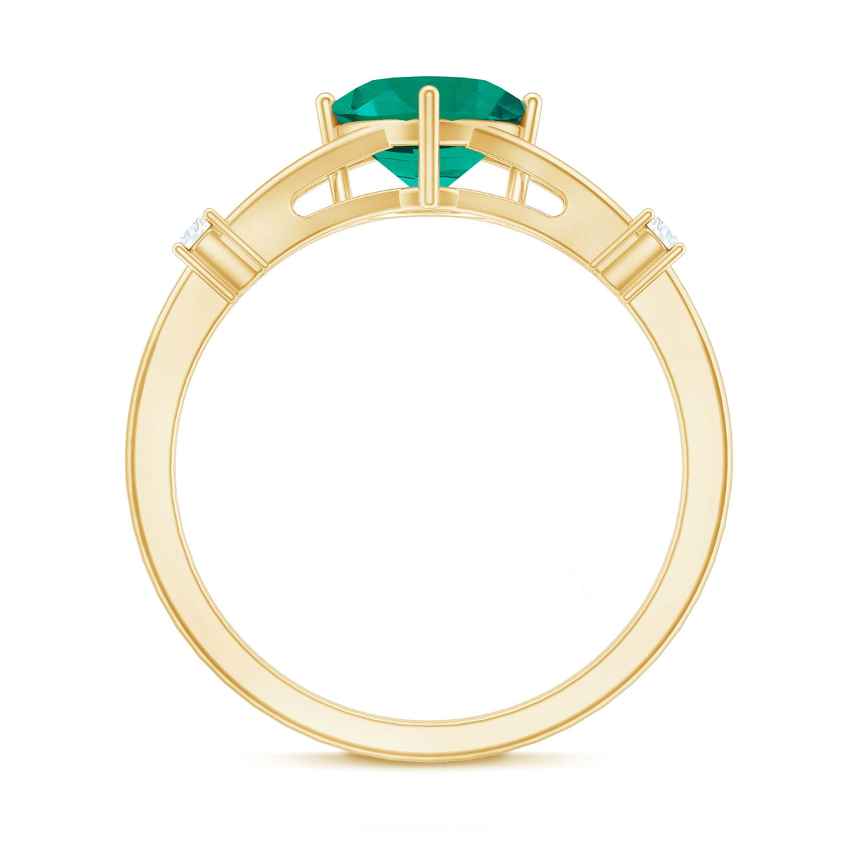 Certified 6 mm Cushion Cut Lab Grown Emerald Diamond Engagement Ring with Split Shank