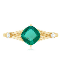 Certified 6 mm Cushion Cut Lab Grown Emerald Diamond Engagement Ring with Split Shank