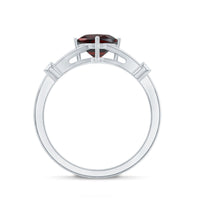 3.2 Carat Genuine Garnet Diamond Cushion Cut Engagement Ring with Split Shank