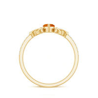 Marquise Cut Fire Opal Celtic Knot Engagement Ring with Diamond