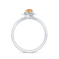 Certified Real Citrine Flower Engagement Ring with Diamond