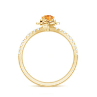 Certified Real Citrine Flower Engagement Ring with Diamond