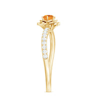 Certified Real Citrine Flower Engagement Ring with Diamond