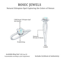 Natural Ethiopian Opal Floral Engagement Ring with Diamond Side Stones
