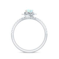 Natural Ethiopian Opal Floral Engagement Ring with Diamond Side Stones