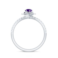 Natural Amethyst Rose Engagement Ring with Diamond