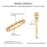Natural Citrine Diamond Half Eternity Ring with Certificate