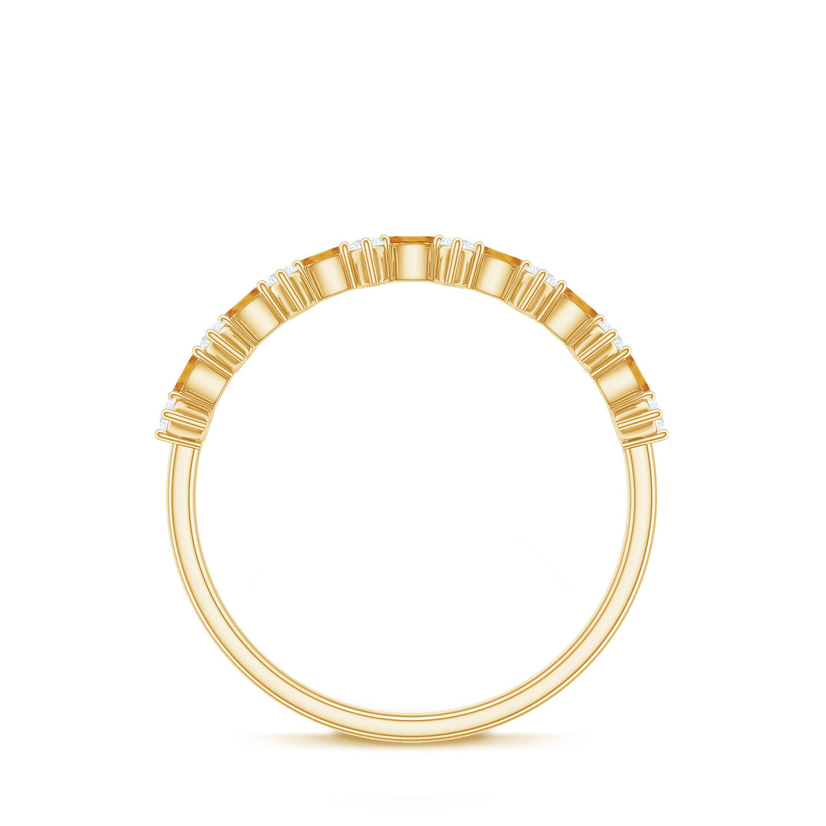 Natural Citrine Diamond Half Eternity Ring with Certificate