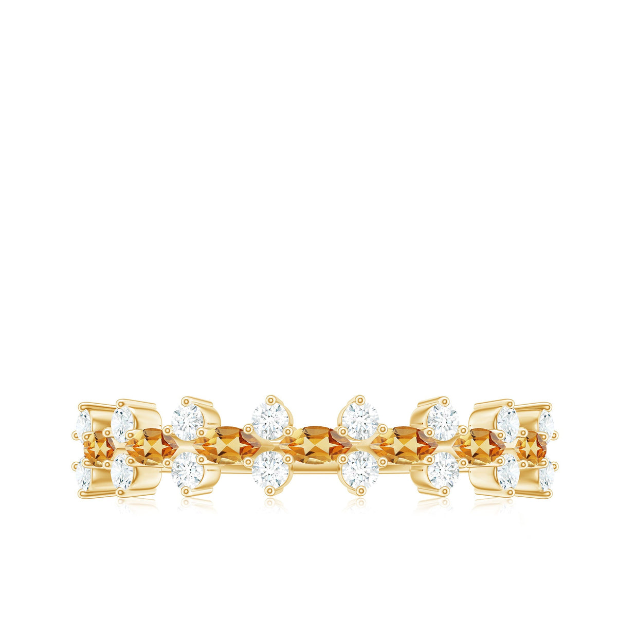 Natural Citrine Diamond Half Eternity Ring with Certificate