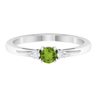 1/4 CT Peridot and Diamond Three Stone Promise Ring