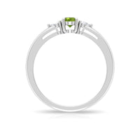 1/4 CT Peridot and Diamond Three Stone Promise Ring