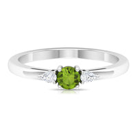 1/4 CT Peridot and Diamond Three Stone Promise Ring