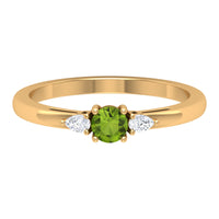 1/4 CT Peridot and Diamond Three Stone Promise Ring