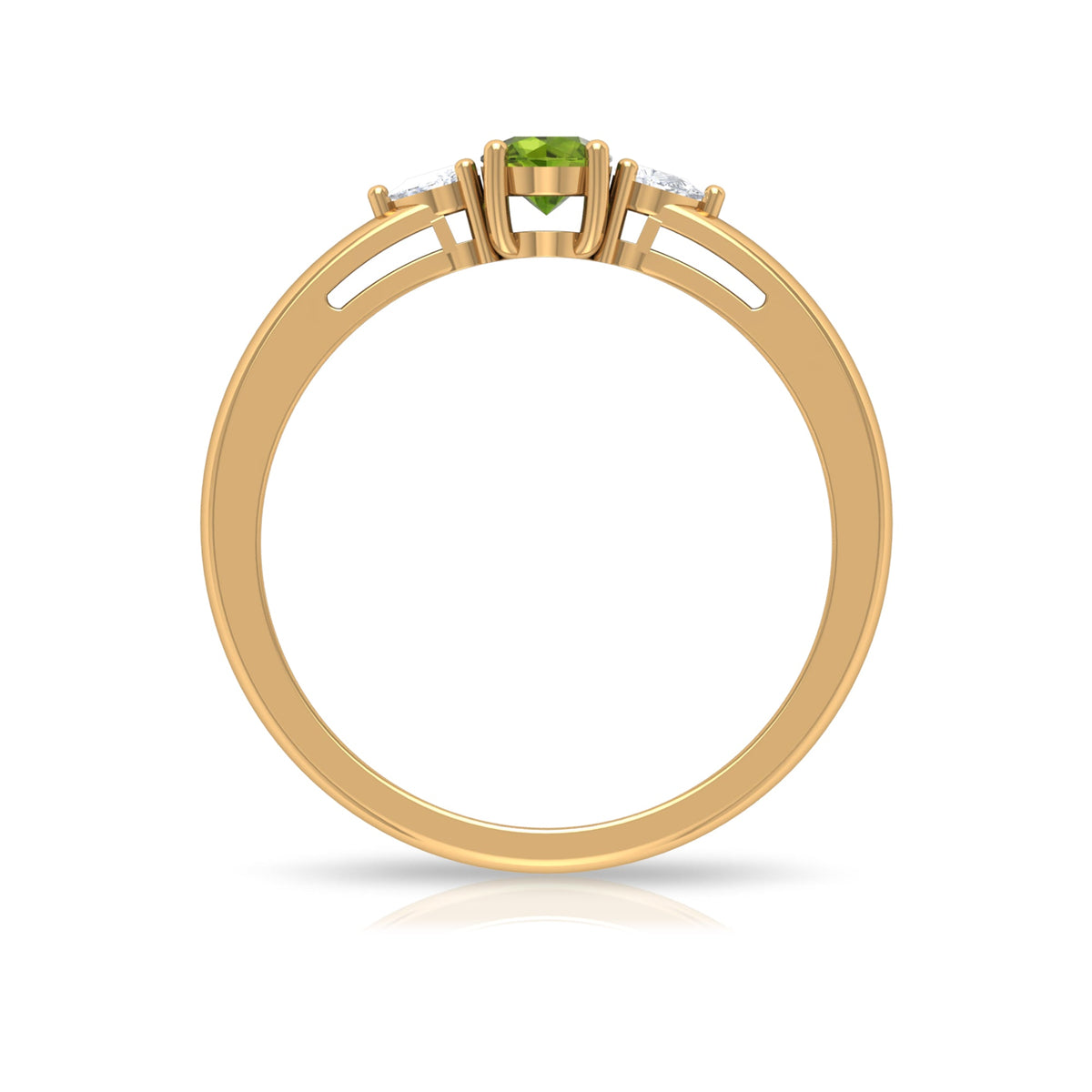 1/4 CT Peridot and Diamond Three Stone Promise Ring