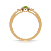 1/4 CT Peridot and Diamond Three Stone Promise Ring