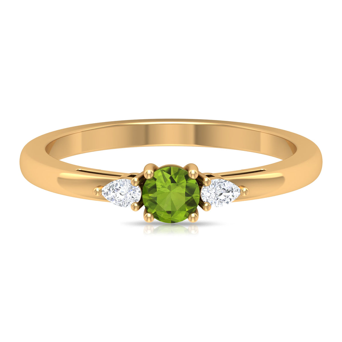 1/4 CT Peridot and Diamond Three Stone Promise Ring