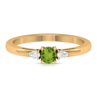 1/4 CT Peridot and Diamond Three Stone Promise Ring