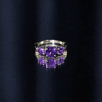 Natural Amethyst 3 Stone Engagement Ring for Women