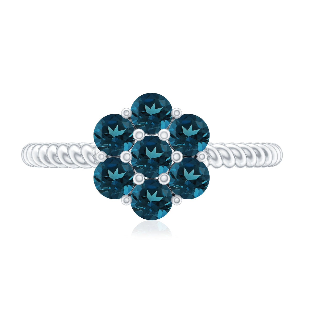 London Blue Topaz Floral Engagement Ring For Women