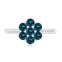 London Blue Topaz Floral Engagement Ring For Women