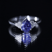 1.6 Carat Lab Blue Sapphire Teardrop Engagement Ring with Diamond Trio