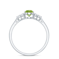 1 Carat Peridot Teardrop Engagement Ring with Diamond Trio