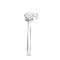 Pear Shape Moonstone Solitaire Ring with Diamond Trio
