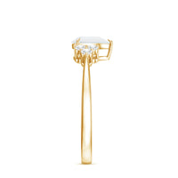 Pear Shape Moonstone Solitaire Ring with Diamond Trio
