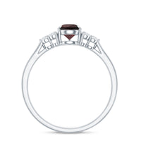 Natural 5X7mm Pear Shape Garnet Engagement Ring with Diamond